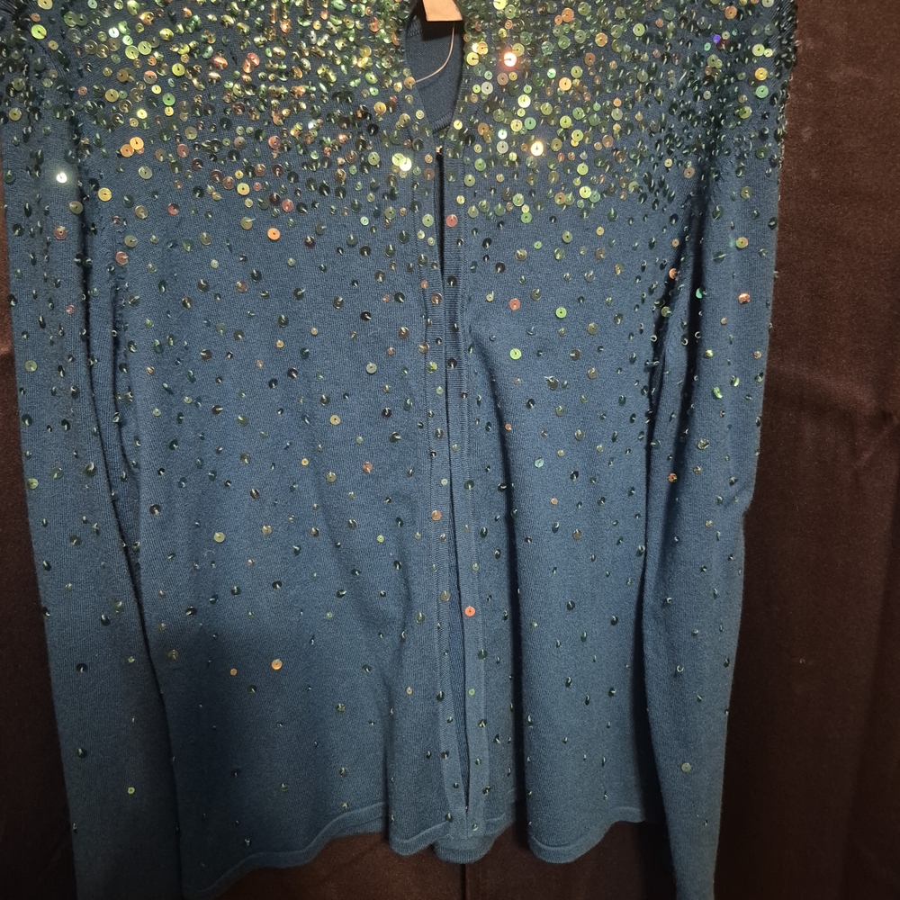 Chico's Blue Sequin Cardigan